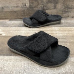 Vionic Relax Womens Black Fabric Orthotic Comfort Slippers Slip On Cross Strap 8